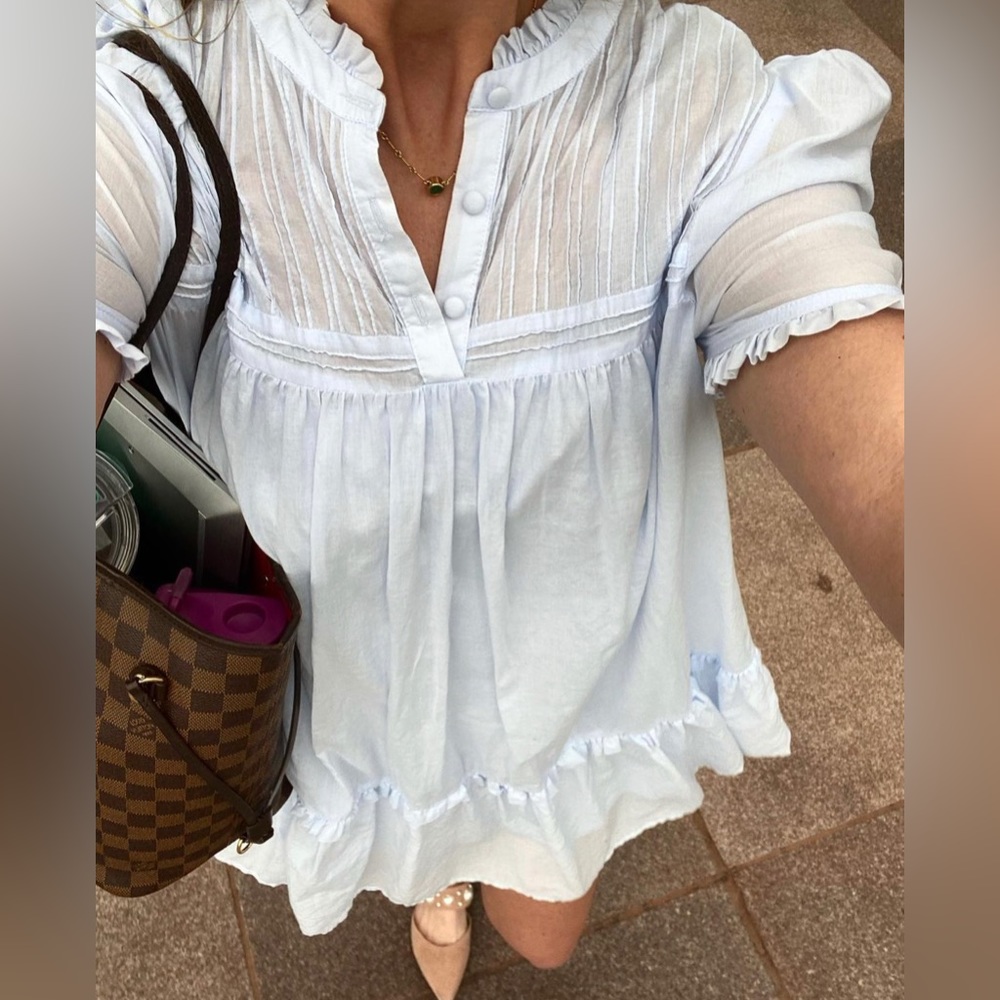 Bloomingdale’s Aqua brand light blue baby doll dress